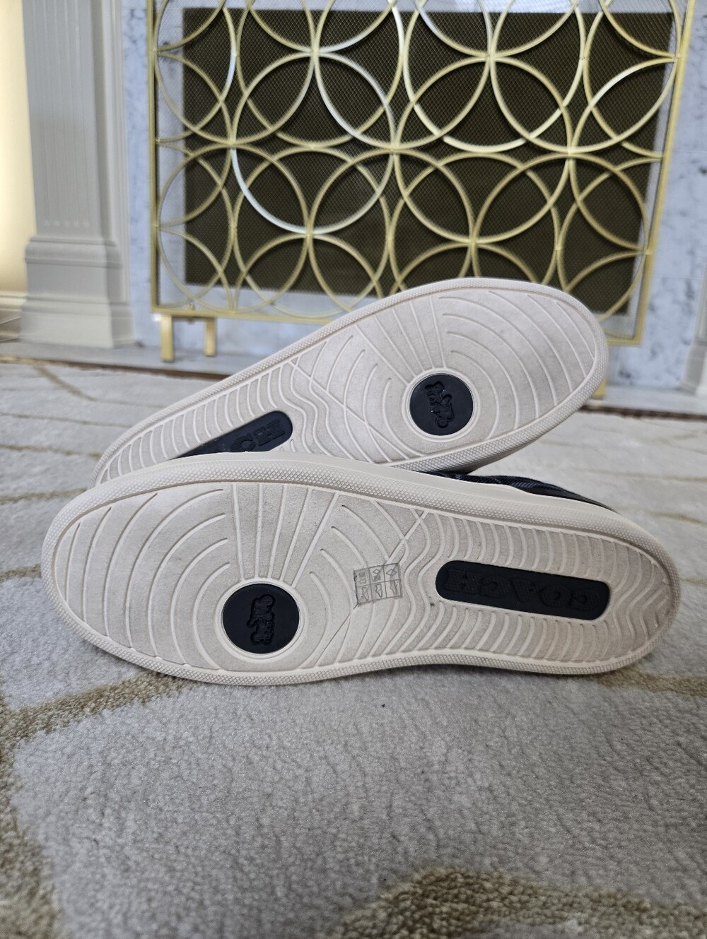 Coach Clip Low Top Navy Denim Signature Logo Sneakers with Cream Accents - Picture 4 of 7